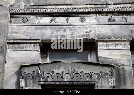 St Vincent Street Church, centre-ville de Glasgow, conçu par Alexander Greek Thomson, détail de la sculpture extérieure en pierre, St Vincent Lane, Écosse, Royaume-Uni Banque D'Images