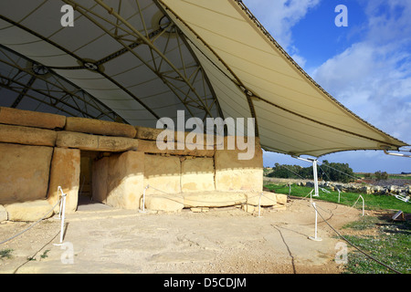 Complexe des temples à Hagar Qim, Malte Banque D'Images