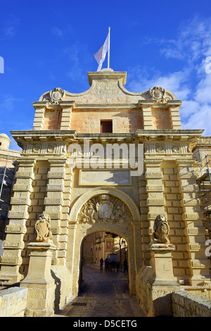 La porte principale de Mdina, Malte Banque D'Images