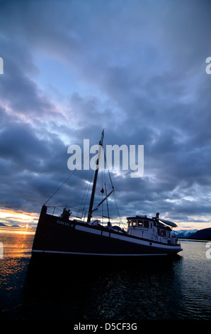 Le David B, un bateau utilisé pour la croisière restauré tours, Holkham Bay, Alaska. Banque D'Images