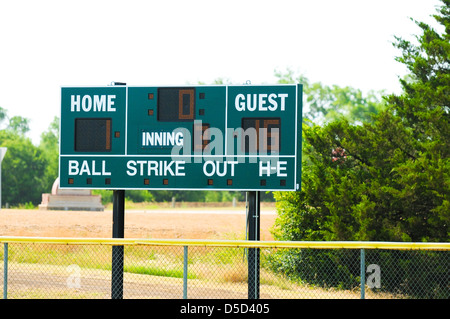 Un tableau de bord pour un match de baseball. Banque D'Images