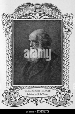 19e siècle peintre victorien britannique George Frederic Watts n ce portrait de Charles Robert Darwin. Banque D'Images