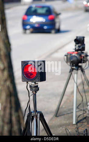 Duisburg, Allemagne, contrôle de vitesse à l'aide de mesure radar Banque D'Images