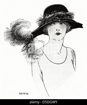 La mode de Paris de 1923 par créateur Lewis. Panne black hat garnie de kolinski avec paradis noir plumes plumes. Banque D'Images