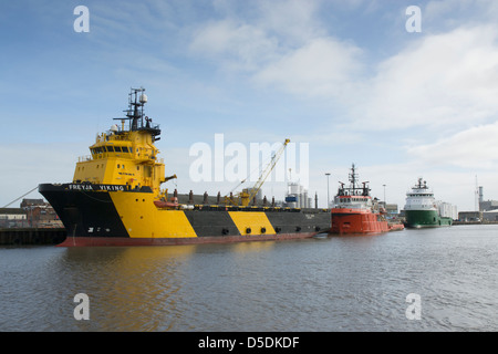 Navire d'alimentation d'huile dans la rivière Yare Freyja mored de Great Yarmouth Port Banque D'Images