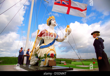 Figure de proue de la reine Victoria à partir de 1858 à l'ancien HMS Cambridge dans le Devon. Banque D'Images