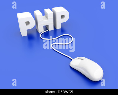 Cliquez sur PHP. Rendu 3D Illustration. Banque D'Images