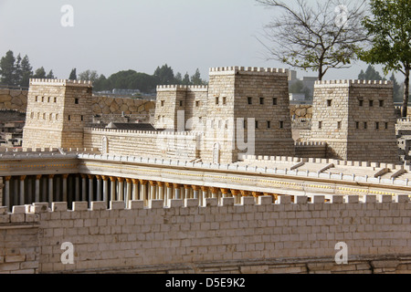 Deuxième Temple. Anthony's Castle et galerie. Modèle de l'ancienne Jérusalem. Musée d'Israël Banque D'Images