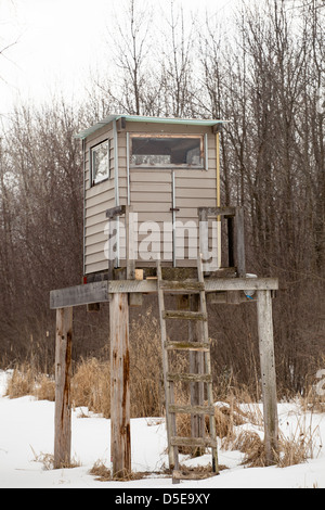 Wisconsin deer hunting tower aveugle. Banque D'Images