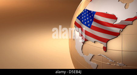Carte des Etats Unis sur la terre dans les couleurs nationales. 3D Banque D'Images