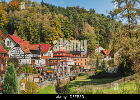 Station thermale Rathen inférieur, près de Dresde, Saxe, Allemagne, Suisse Saxonne, des montagnes de grès de l'Elbe, de l'Europe Banque D'Images