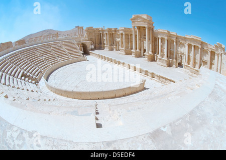 Amphithéâtre dans la ville antique de Palmyre, Syrie Banque D'Images