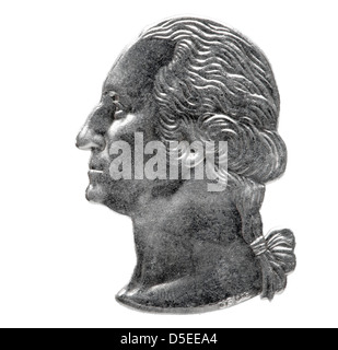 Portrait de George Washington, du quart de dollar, USA, sur fond blanc Banque D'Images