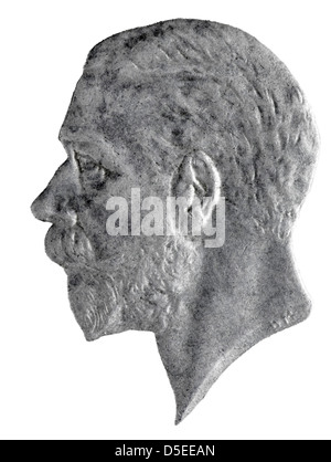 Portrait du roi George V à partir de 1 pièce d'argent de la Couronne, UK, 1935, sur fond blanc Banque D'Images