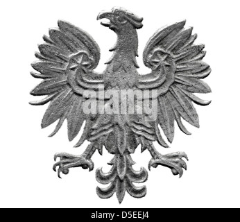 Polish blason, eagle à 2 pièce, Pologne, Zlote 1974, sur fond blanc Banque D'Images