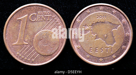 1 Euro cent coin, l'Estonie, 2011 Banque D'Images