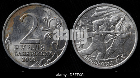 Pièce de 2 roubles, Novorossiysk, Russie, 2000 Banque D'Images