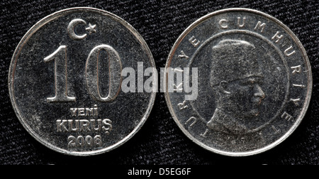 10 nouveaux kurus coin, Turquie, 2006 Banque D'Images