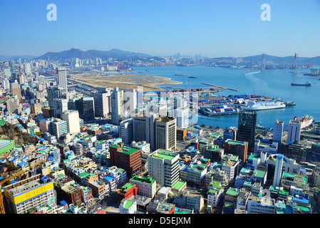 Le centre-ville de rues de la région de Busan, Corée du Sud Banque D'Images