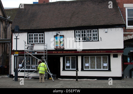 Le vieux moulin pub peinte, Coventry, Royaume-Uni Banque D'Images