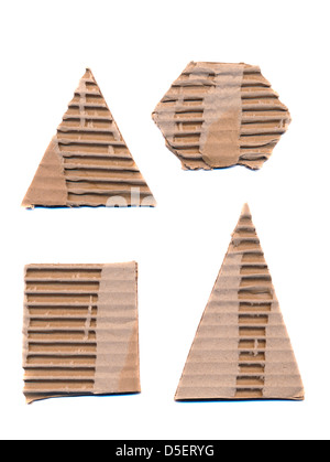 Divers formulaires papier emballage ondulé isolé sur fond blanc Banque D'Images