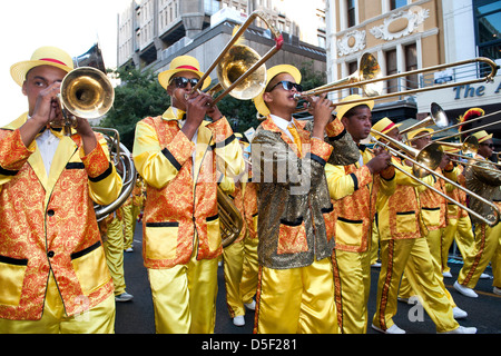 La Cape Minstrels Kaapse Klopse / parade qui a lieu chaque année le 2 janvier à Cape Town, Afrique du Sud. Banque D'Images