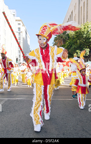 La Cape Minstrels Kaapse Klopse / parade qui a lieu chaque année le 2 janvier à Cape Town, Afrique du Sud. Banque D'Images
