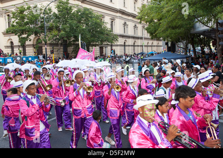 La Cape Minstrels Kaapse Klopse / parade qui a lieu chaque année le 2 janvier à Cape Town, Afrique du Sud. Banque D'Images