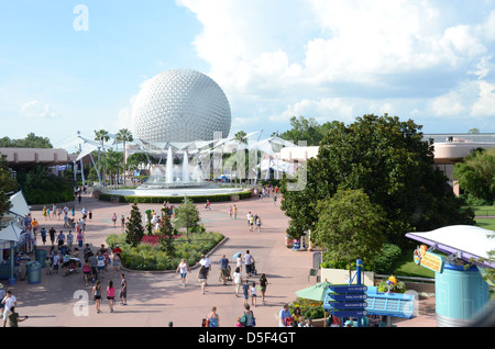 Spaceship Earth à Epcot de Walt Disney World Orlando Floride Centre Parc d'Europe centrale Banque D'Images