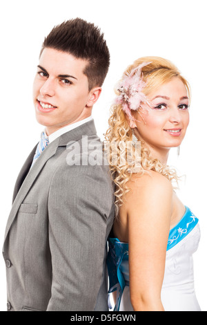 Portrait of young couple, isolé sur fond blanc Banque D'Images