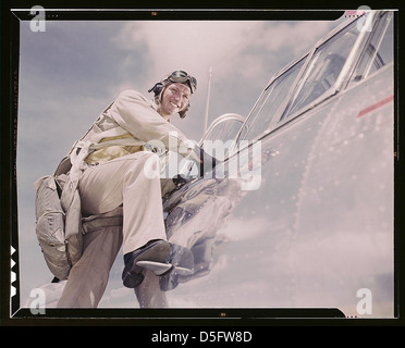 Cadet L. Deitz( ?) à la Naval Air Base, Corpus Christi, Texas (LOC) Banque D'Images