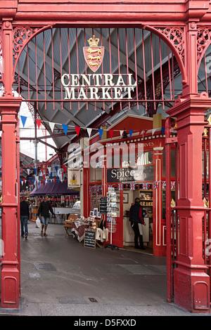 Entrée de Central Market, St Helier, Jersey, Channel Islands, Royaume-Uni Banque D'Images