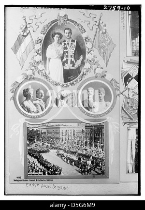 Photographie officielle du 24 mai 1913 d'Ernst August de Brunswick et de son épouse, capturant un mariage royal du début du XXe siècle. Banque D'Images