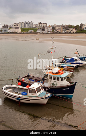 L'île de Man, Port Erin, bateaux au port Banque D'Images