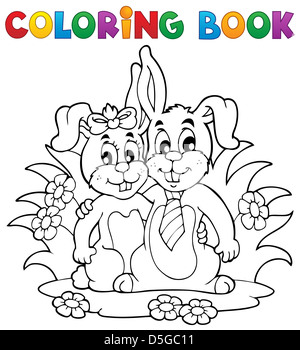 Lapin coloriage Thème 2 - photo illustration. Banque D'Images