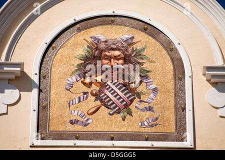 À la mosaïque Façade du théâtre Teatro Tomas Terry à Cienfuegos, Cuba, Caraïbes Banque D'Images