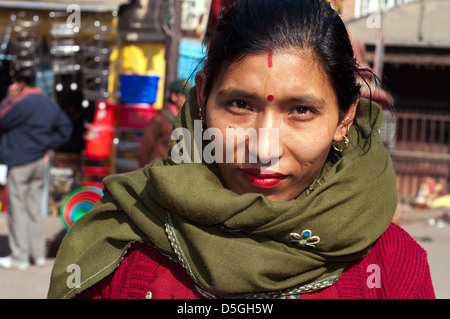 Femme de indra chowk, Katmandou Banque D'Images