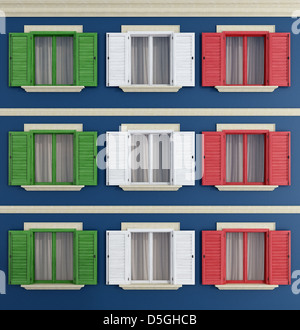 Windows avec les couleurs du drapeau italien - rendering Banque D'Images