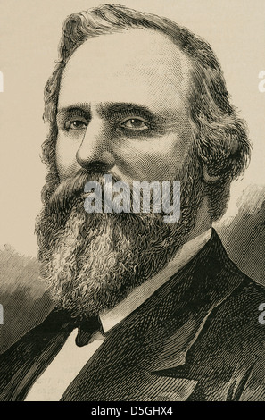 Rutherford B. Hayes (1822-1893). 19e président des États-Unis. Dans la gravure Illustration espagnole et américaine, 1877. Banque D'Images