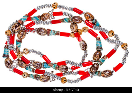 La femme fait main collier isolé sur bacground blanc Banque D'Images