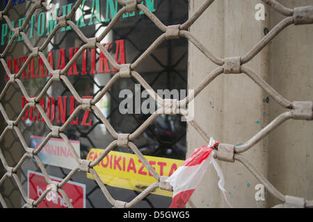 Un atelier fermé à Athènes. Banque D'Images