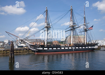 Vieux, les Ironsides USS Constitution historique, Charlestown, Boston, MA Banque D'Images