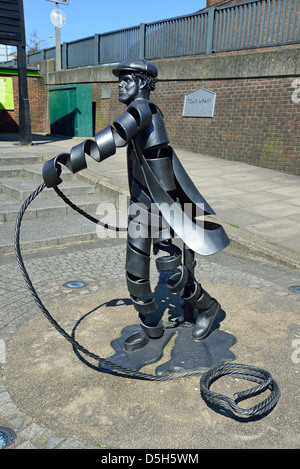 "La sculpture des Bargeman Ville, quai, Guildford, Surrey, Angleterre, Royaume-Uni Banque D'Images