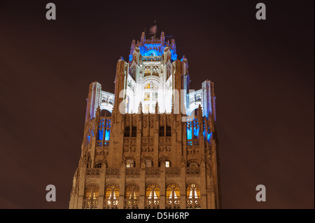 Le haut de la Tribune Tower à Chicago Banque D'Images