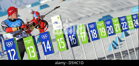 Le biathlète Allemand Michael Greis est photographié pendant une session de formation le 9 février 2010 à Whistler, Canada. Début des Jeux Olympiques 2010 à Vancouver le 12 février 2010.  + + +(c) afp - Bildfunk + + + Banque D'Images