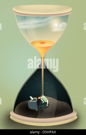 Image d'illustration de businessman dans hourglass représentant bourreau Banque D'Images