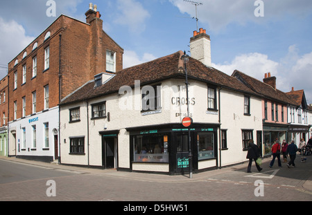 Auberge de la Croix historique datant de 1652, Woodbridge, Suffolk, Angleterre Banque D'Images