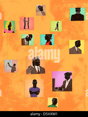 Image d'illustration de personnes connectées ensemble représentant social networking Banque D'Images