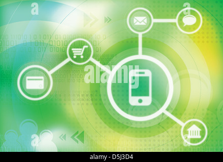 Image d'illustration des signes de communication représentant le commerce mobile Banque D'Images