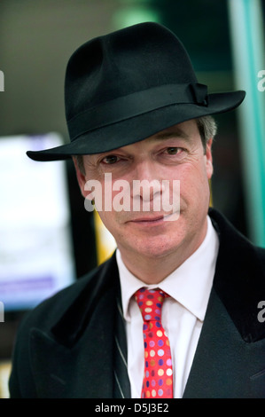 United Kingdom Independence Party Leader, Nigel Farage, député européen lors d'un rassemblement à Brandon, Suffolk, UK Banque D'Images